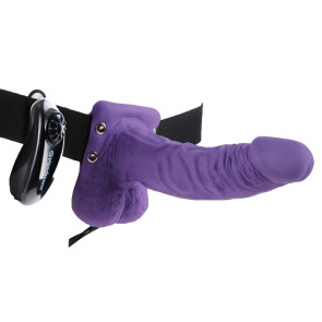 Fetish Fantasy Series 7" Vibrating Hollow Strap-on with Balls, Purple, 18 cm, Ø 4,3 cm